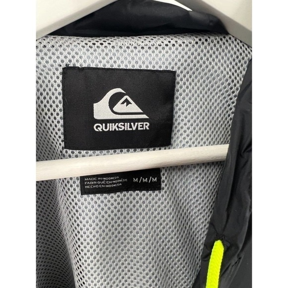 Quiksilver Everyday Windbreaker Jacket Mens M Medium Black Mesh Lined Full Zip - Picture 6 of 9